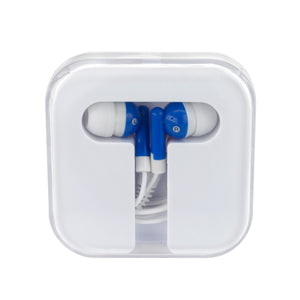 Ear Buds In Compact Case - Blue With White