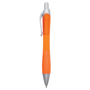 Rio Ballpoint Pen With Contoured Rubber Grip - Translucent Orange