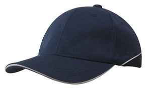 Premium American Twill Cap with Sandwich - Custom Embroidered - HP_4013 - Navy with White