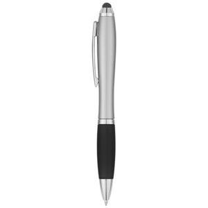 Satin Stylus Pen - Silver With Charcoal