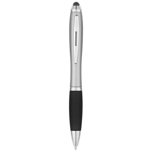 Satin Stylus Pen - Silver With Charcoal