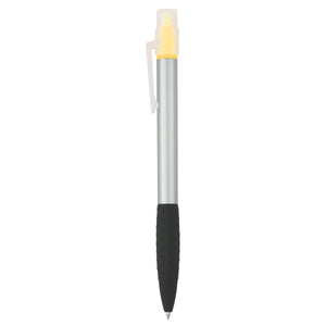 Neptune Pen With Highlighter - Silver With Yellow