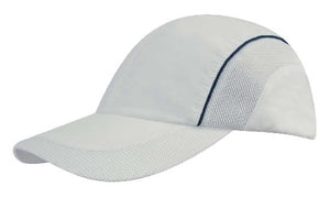 4 Panel Sports Cap with Mesh Inserts - Custom Embroidered - HP_3802 - Navy with White