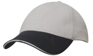 6 Panel BHC Golf Cap Embossed Peak - Custom Embroidered - HP_4022 - Stone with Navy