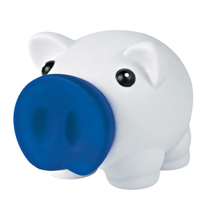 Mini Prosperous Piggy Bank - White With Blue