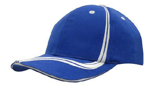 6 Panel BHC Cap Sand & Embroidered Lines - Custom Embroidered - HP_4099 - Royal with White