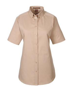 Harriton Ladies' Foundation Cotton Short-Sleeve Twill Shirt with Teflon™