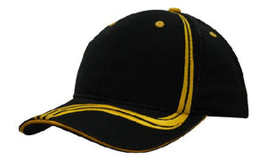 6 Panel BHC Cap Sand & Embroidered Lines - Custom Embroidered - HP_4099 - Black with Gold