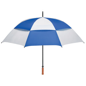 68" Arc Vented, Windproof Umbrella - White With Royal Blue