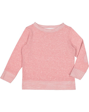 Rabbit Skins Toddler Harborside Melange French Terry Crewneck with Elbow Patches