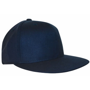 NU-FIT® "Flat" peak acrylic/spandex serge fitted cap - Custom Embroidered - KC3009 (Navy)