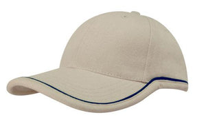 Stone/Navy 6 Panel BHC Cap with Piping On Crown-Peak