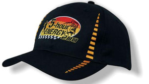 6 Panel Cap Breathable P-Twill Emb Checks - Custom Embroidered - HP_4010 - Black with Orange