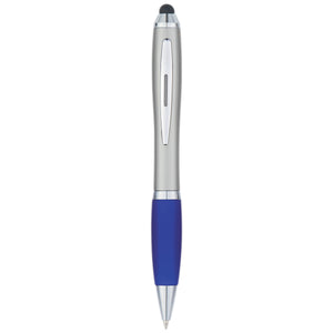 Satin Stylus Pen - Silver With Blue