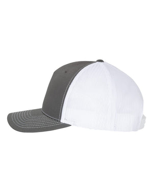 Richardson 112FP Five-Panel Trucker Cap - Charcoal With White