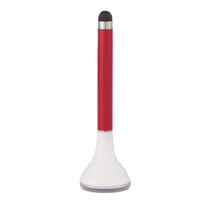 Stylus Pen Stand With Screen Cleaner - White With Red