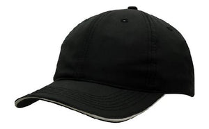 6 Panel Spring Woven Cap with Strap & Clip - Custom Embroidered - HP_3817 - Black with White