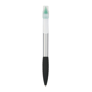 Neptune Pen With Highlighter - Silver With Green