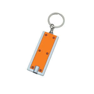 Rectangular LED Key Chain - Orange With Silver