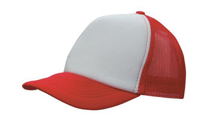 Low-profile Trucker's Mesh Cap - HP_5003 - White with RED