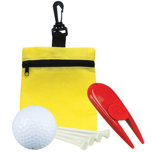 Golf in a Bag Gift Set - KL_0662 - Yellow Bag with Red Divot Tool