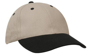 Heavyweight Sports Cap Two Tone - Khaki With Black