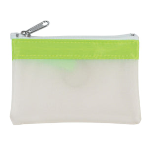 Zippered Coin Pouch - Frost With White & Lime