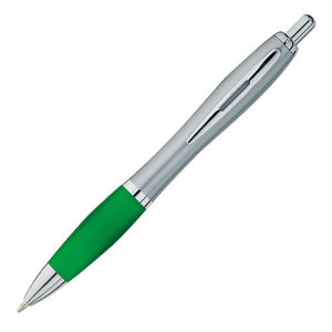 Valiant Plastic Plunger Action Pen - CM1042 - Silver with Green