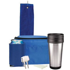 Deluxe Golf Gift Set - Royal Towel, Royal Bag, Navy Can Cooler