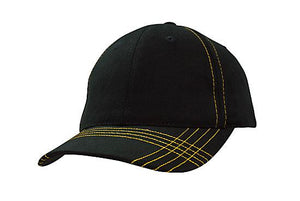 6 Onl BHC Cap with Contrast Stitching - Custom Embroidered - HP_4086 - Black with Gold