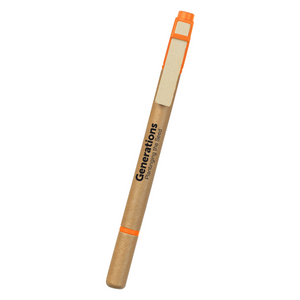 Dual Function Eco-Inspired Pen With Highlighter (Natural With Orange)