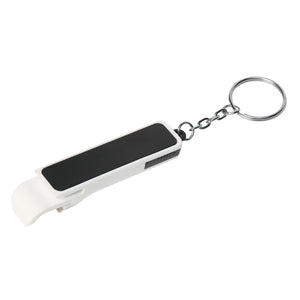 Bottle Opener/Phone Stand Key Chain - White With Black