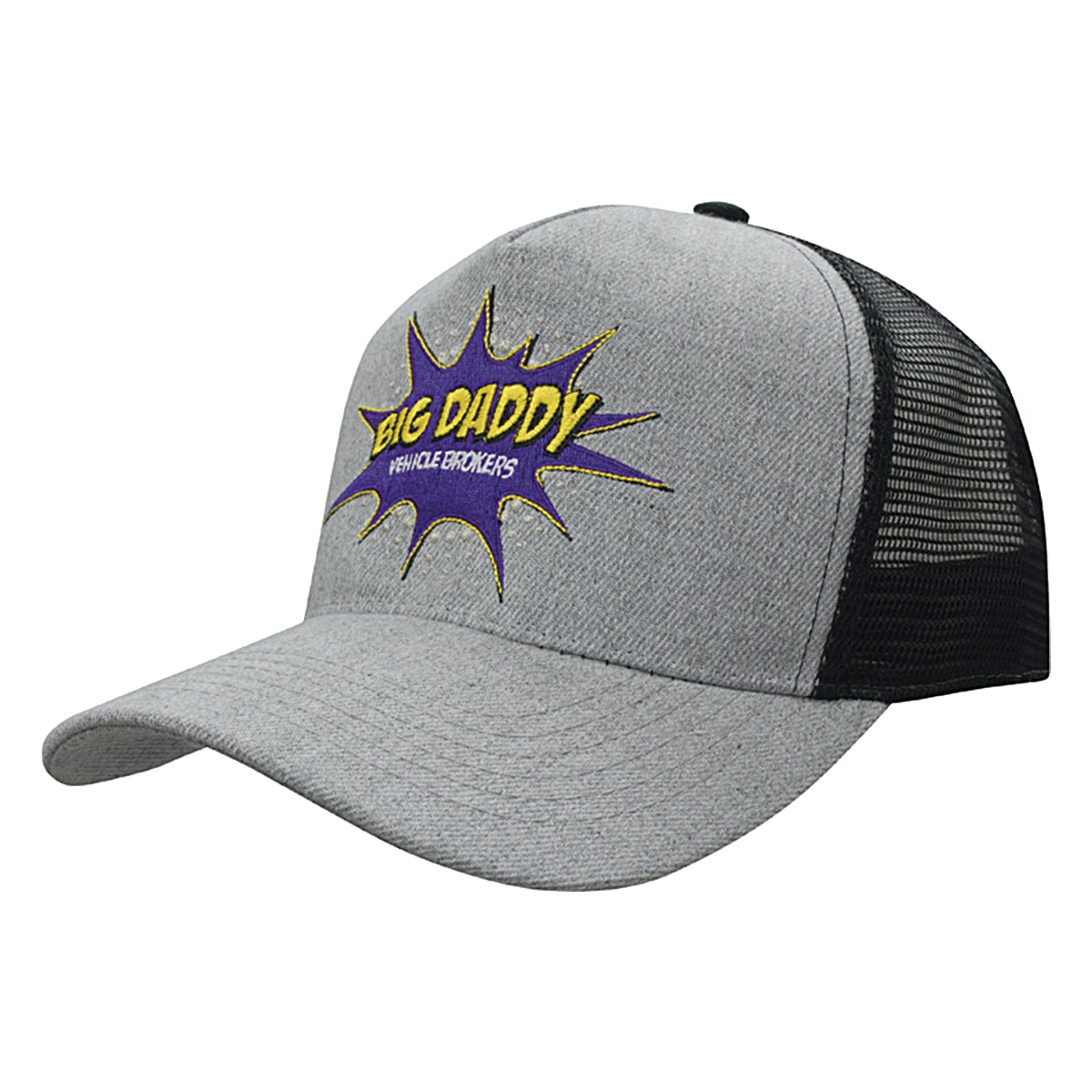 5 Panel Grey Marle with Mesh Back Cap - Custom Embroidered