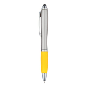 Satin Stylus Pen - Silver With Yellow