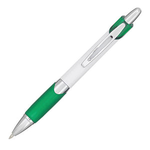 Blazer Plastic Click-Action Promotional Pen - CM1114 - White with Green