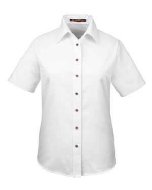 Harriton Ladies' Easy Blend™ Short-Sleeve Twill Shirt with Stain-Release