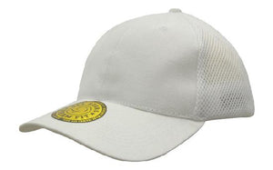 6 Panel Mesh with Sandwich Dream Fit Cap - Custom Embroidered - HP_4095 - White