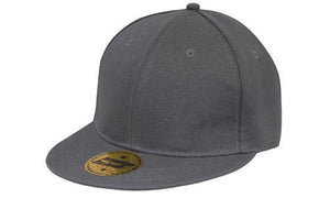 6 Panel American Twill Flat Peak Cap - Custom Embroidered - Charcoal