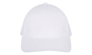 6 Panel Brush Cotton Cap with Mesh Back - Custom Embroidered - HP_4181 - White