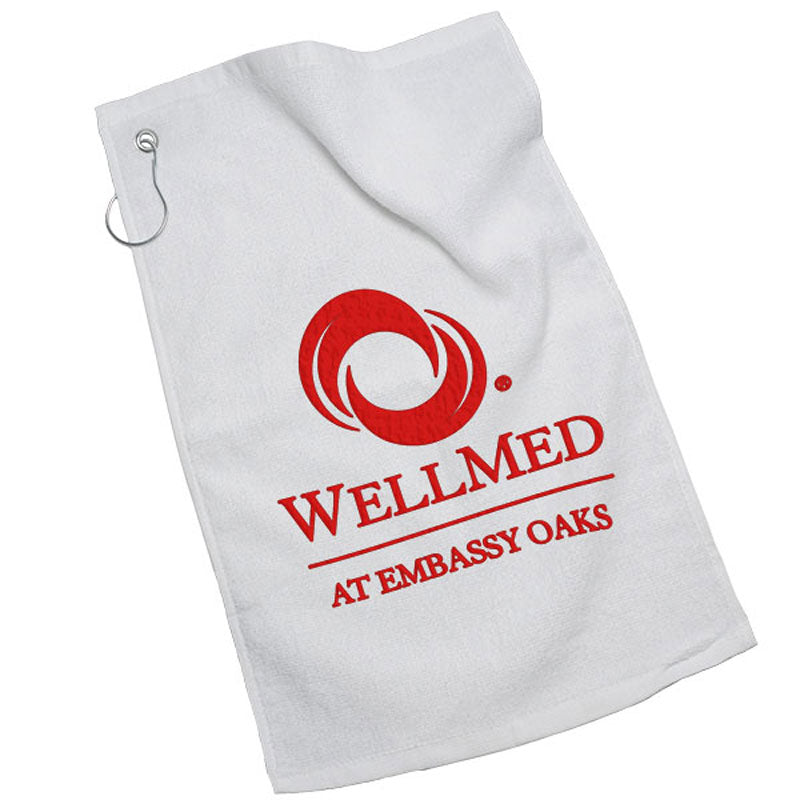 White Microfiber Golf Towel - Imprinted