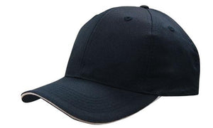 6 Panel Cap Breathable P-Twill with Sandwich - Custom Embroidered - HP_4009 - Navy with White