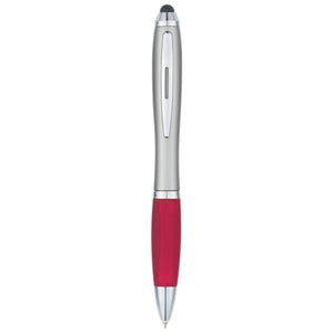 Satin Stylus Pen - Silver With Red