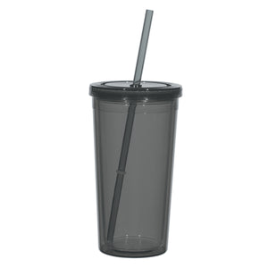 24 Oz. Double Wall Acrylic Tumbler With Straw - Translucent Charcoal