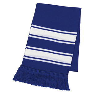 Two-Tone Knit Scarf With Fringe - Royal Blue