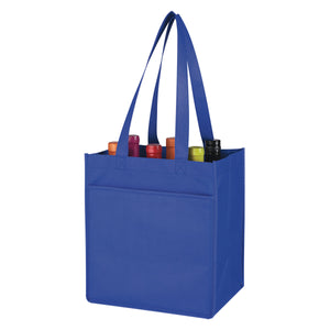 Non-Woven 6 Bottle Wine Tote - Royal Blue