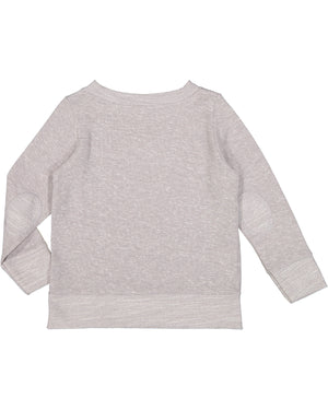 Rabbit Skins Toddler Harborside Melange French Terry Crewneck with Elbow Patches