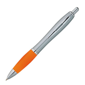 Valiant Plastic Plunger Action Pen - CM1042 - Silver with Orange