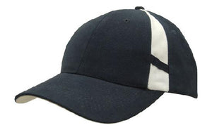 6 Panel Hbc Cap with Crown Inserts - Custom Embroidered - HP_4096 - Navy with White