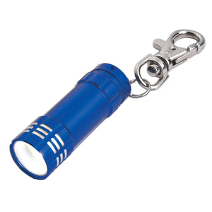 Mini Aluminum LED Flashlight With Key Clip - Blue