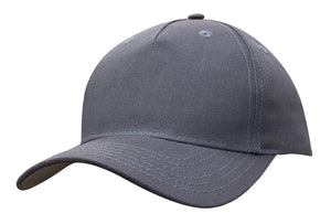 5 Panel Cotton Twill Cap - Charcoal